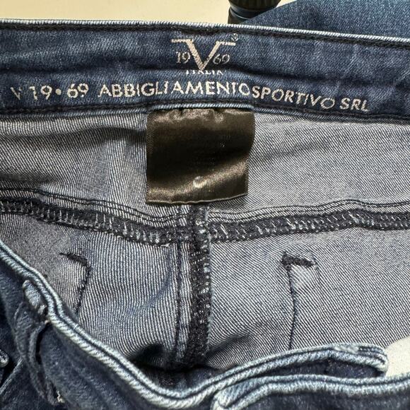 Versace V 1969 Skinny Raw Hem Jeans Women's Mid Rise Med Wash Distressed 26 - Picture 7 of 8